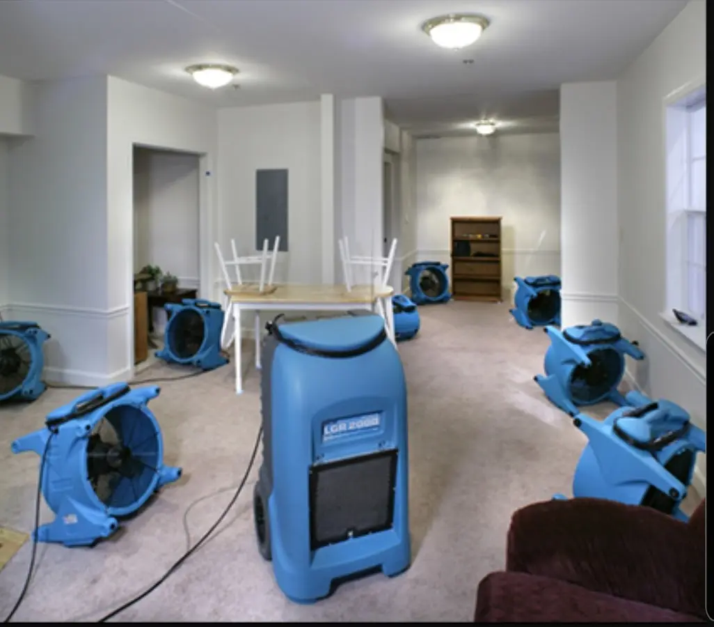 Air movers and dehumidifier setup for Water Extraction & Removal in Cherokee