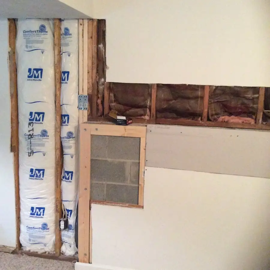 Wall insulation replacement during Basement Flood Cleanup in Cherokee
